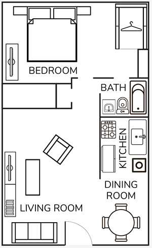One Bedroom / One Bath - 625 Sq. Ft.*