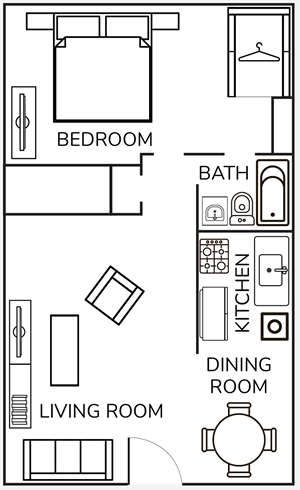 One Bedroom / One Bath -625 Sq.Ft.*