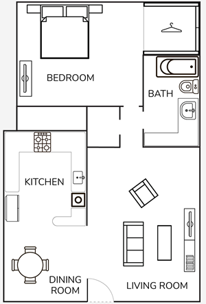 One Bedroom / One Bath -731 Sq.Ft.*